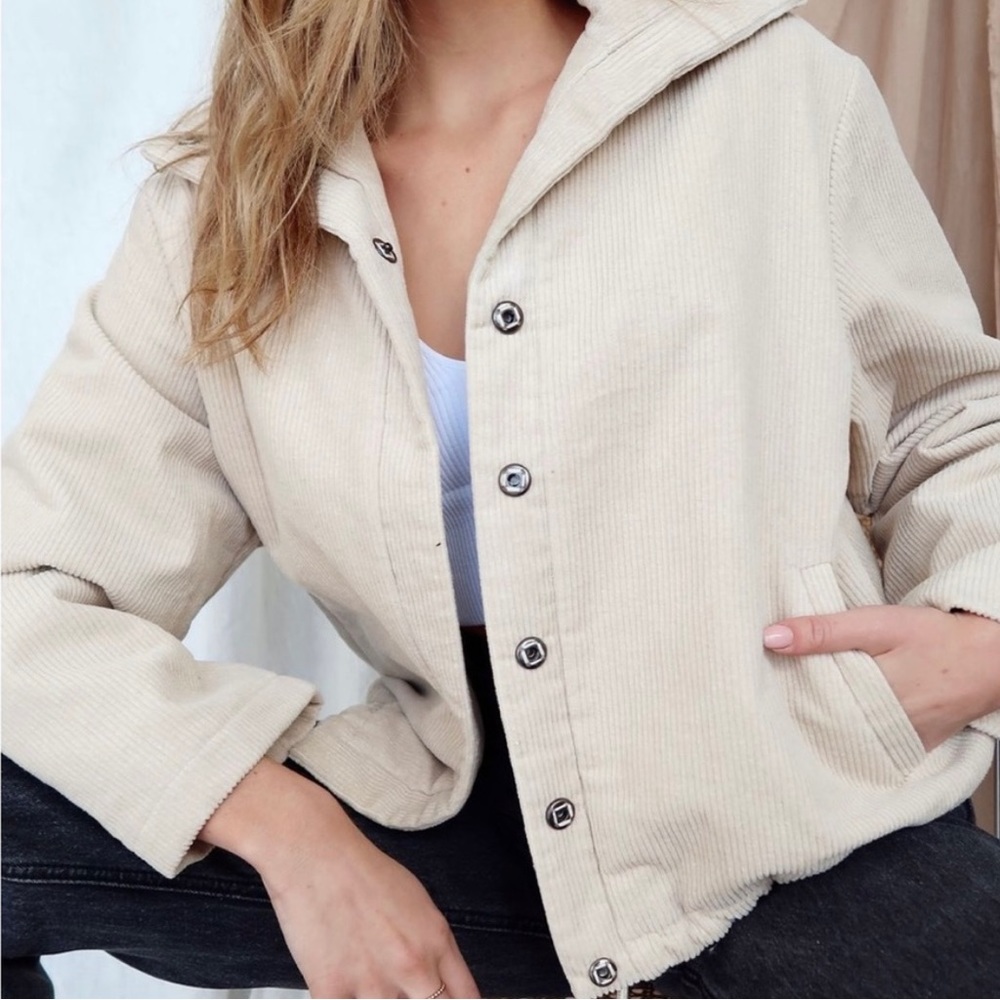 12th Tribe The Bronx Ivory Corduroy Puffer Jacket- S